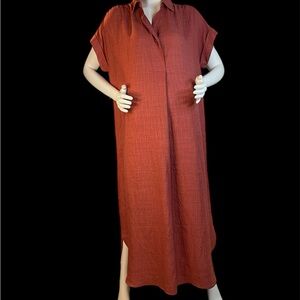 Max Studio Rust  Button-Front Maxi Dress